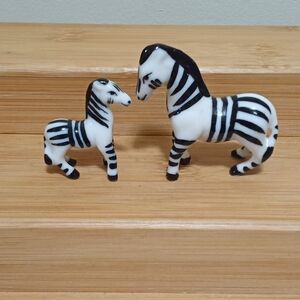 Bone China Black & White Zebra Figurine Set